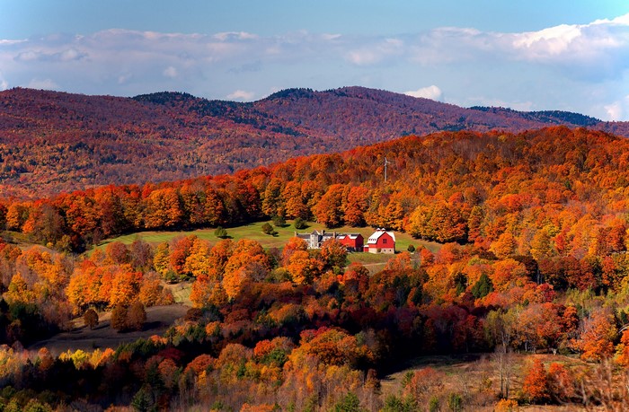 Farm and forest in autumn colors, South Woodstock, Vermont