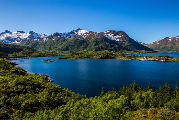 Mountains and Fjord in Lofoten, Norway