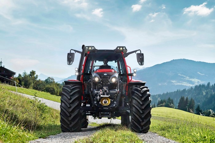 Lindner Lintrac 130 Tractor on a Mountain Road
