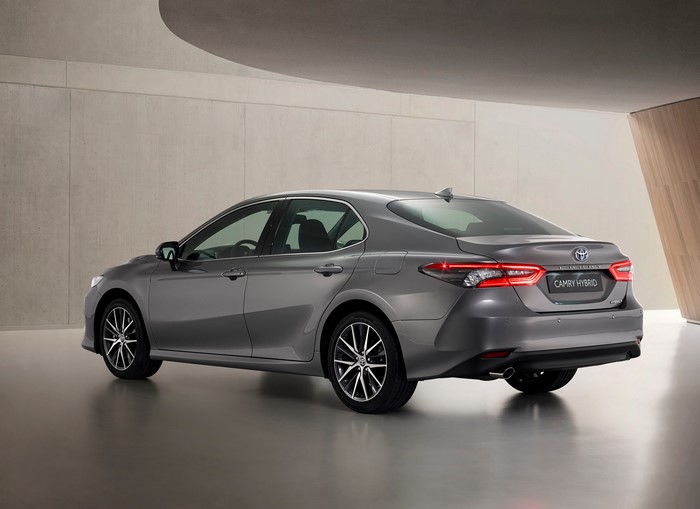 Grey 2020 Toyota Camry Hybrid EU-spec