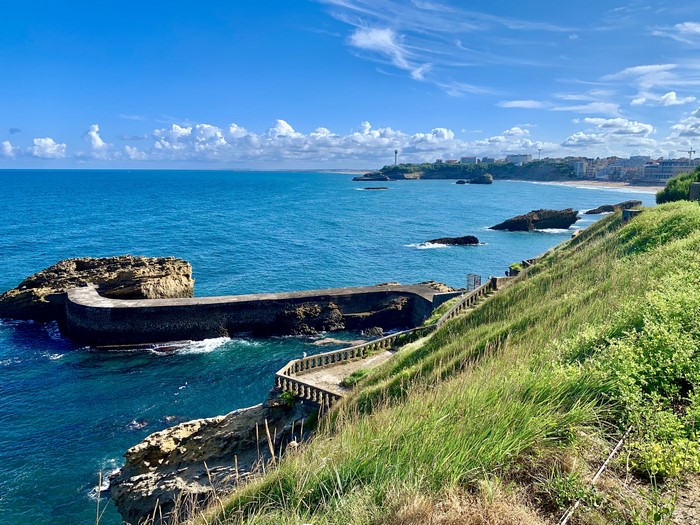 Biarritz, France Coastline with Marina and Buildings