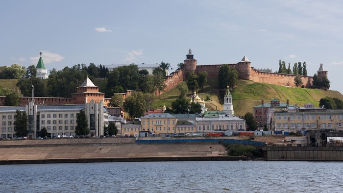Nizhny Novgorod Kremlin and cityscape on the river