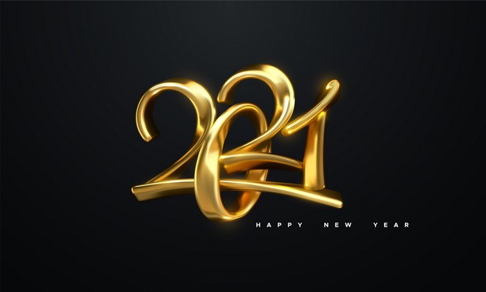Happy New Year 2021 golden lettering