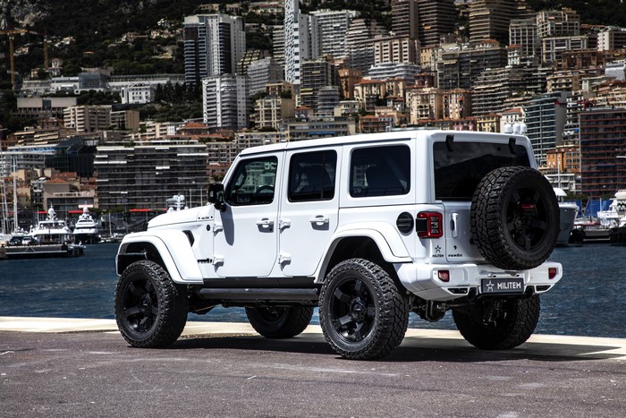 White Jeep Wrangler tuned by Milithem in Monaco