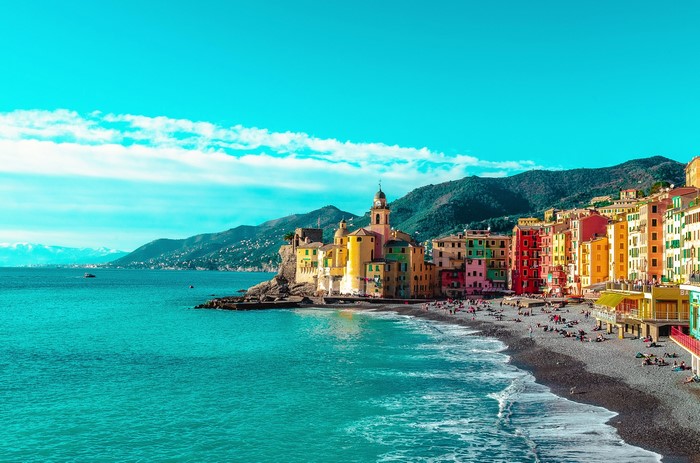 Camogli, Italy: Colorful Houses on a Rocky Bay Beach
