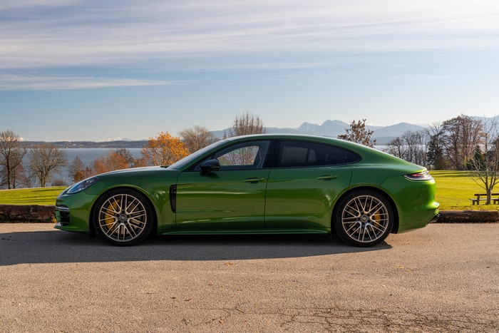 Green Porsche Panamera 4S Metallic Side View
