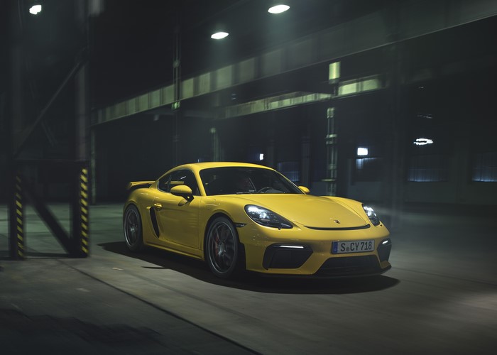 Yellow Porsche Cayman GT4 718