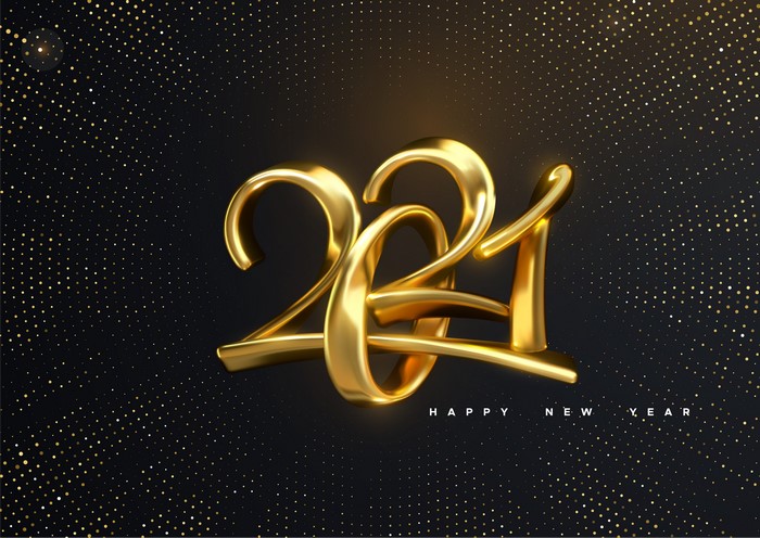 Happy New Year 2021 golden lettering