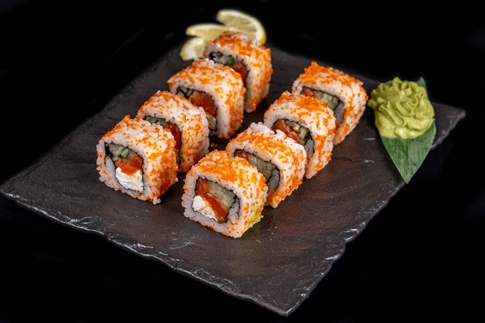 California Rolls with Wasabi and Lemon Slices