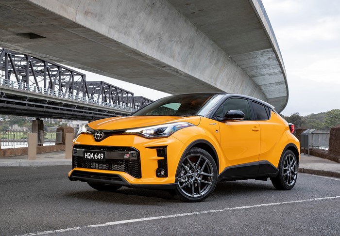 Yellow Toyota C-HR Hybrid GR Sport crossover