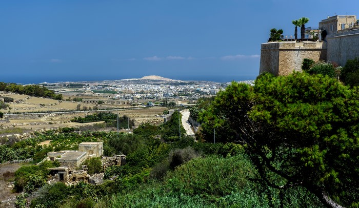 Mdina, Malta Landscape with City and Sea