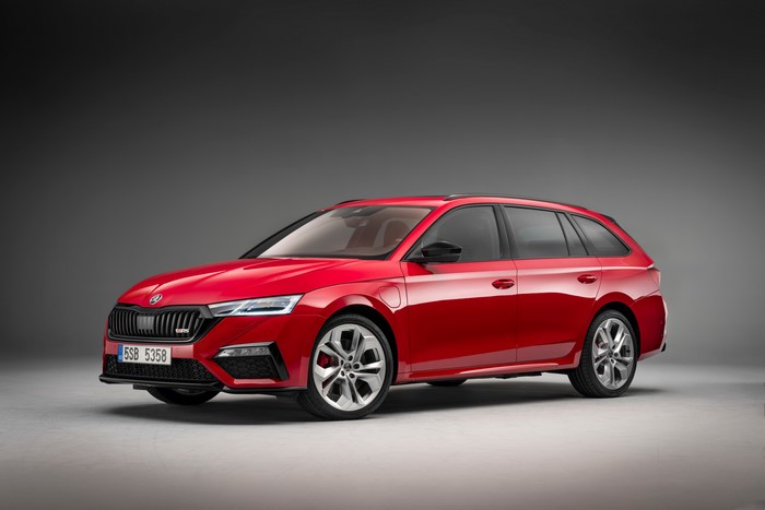 Red Skoda Octavia RS iV Combi Estate Car