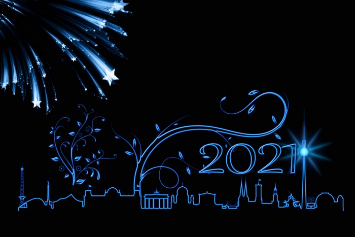 2021 Berlin Skyline Fireworks Silhouette