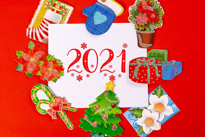 Christmas decorations with 2021 text