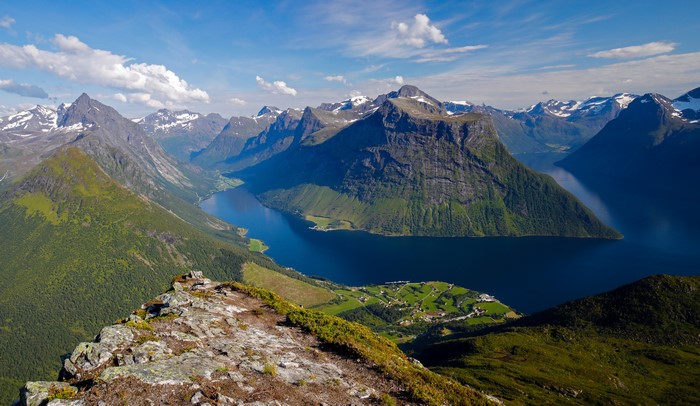 Mountains and Fjord in Sunnmore, Norway