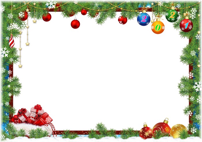 Christmas Frame with Ornaments and Gifts