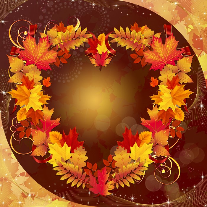 Autumn Foliage Heart Template Greeting Card