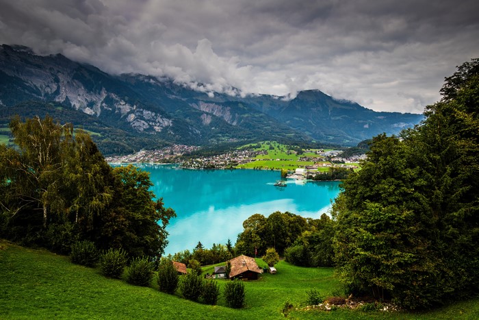 Brienzer See, Switzerland, Mountains, Lake, Alps, Clouds