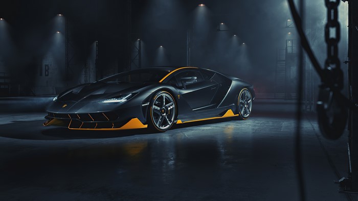 Lamborghini Centenario in a dark garage