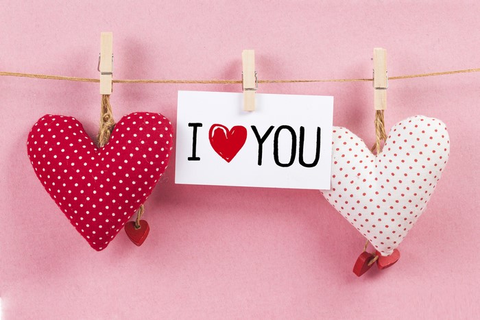I Love You message with hearts on Valentine's Day