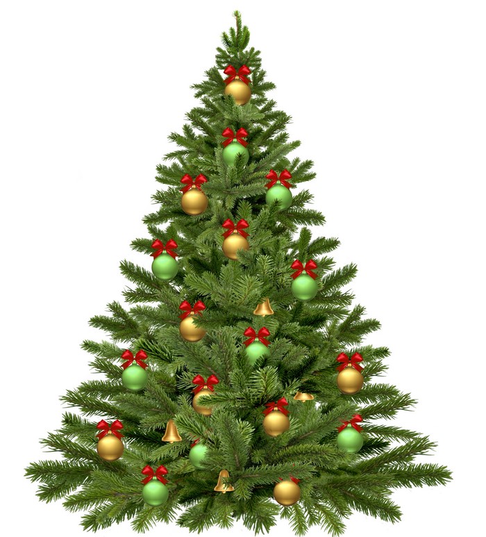 Christmas tree with ornaments and bells