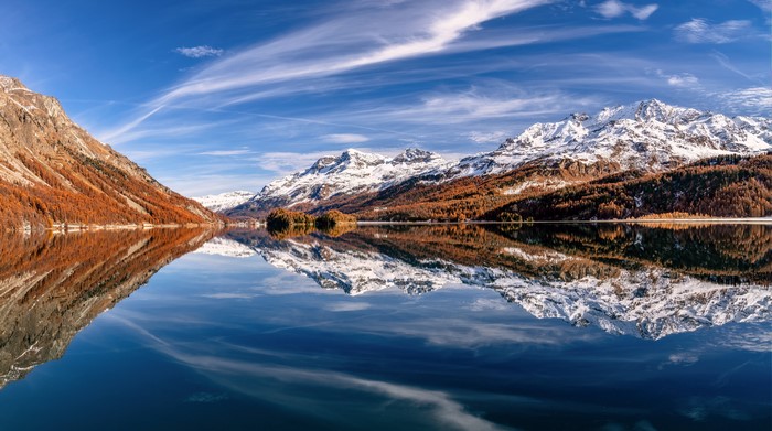 Switzerland Alps Mountains and Lake Reflection