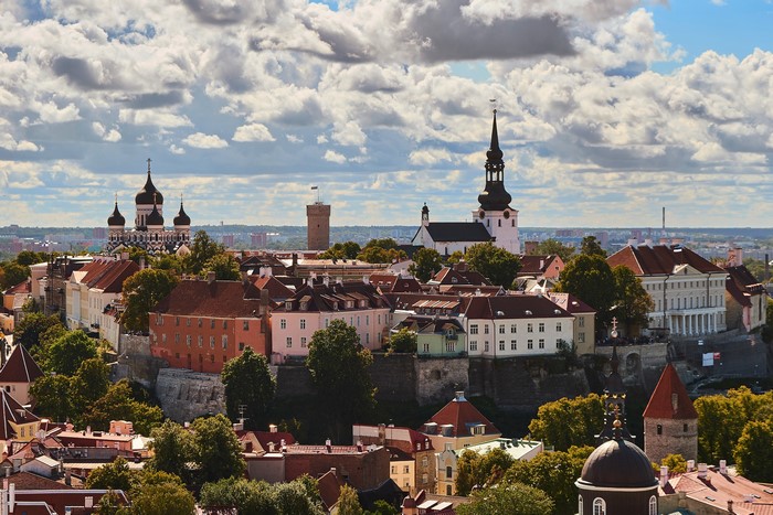 Tallinn Old Town Estonia with Churches and Houses