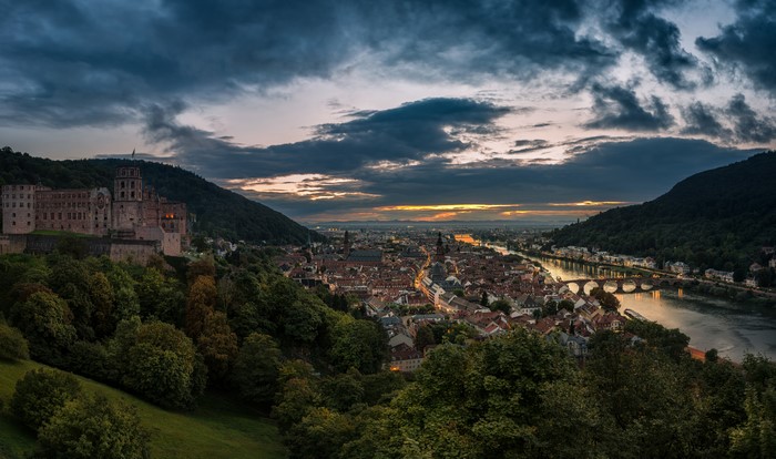 Heidelberg Castle and Cityscape at Dusk