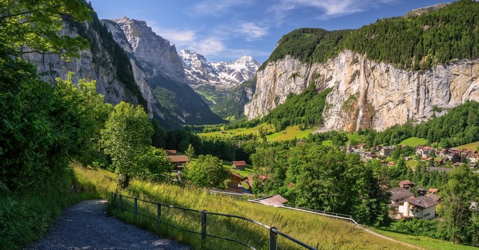 Lauterbrunnen Valley Panorama in the Swiss Alps