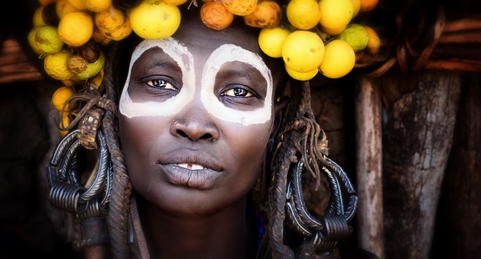 4K Portrait of Ethiopian Woman with Face Paint