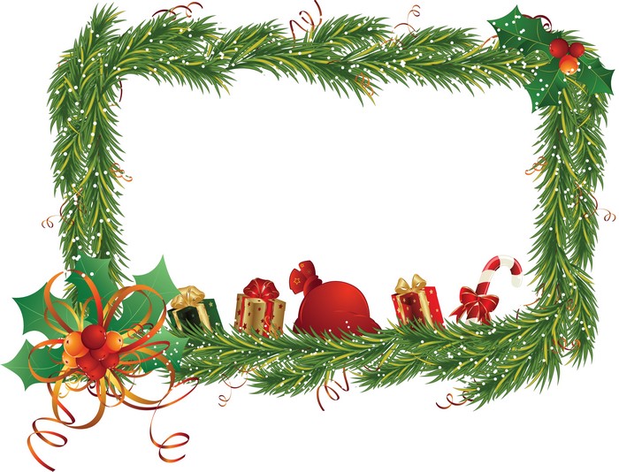 Christmas garland with gifts and holly