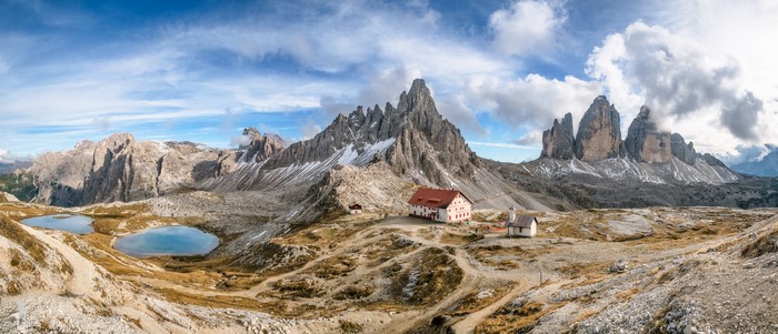 Tre Cime di Lavaredo, Dolomites, South Tyrol, Italy Panorama