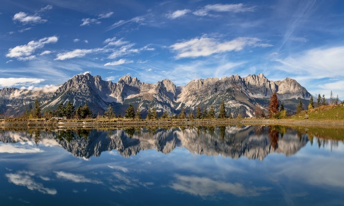 Tyrol Austria Mountains Lake Reflection Panorama Alps
