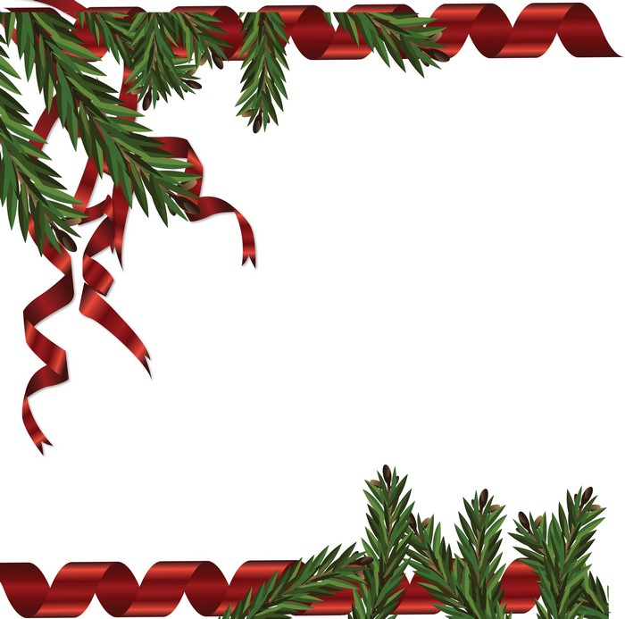 Christmas branches and ribbon border