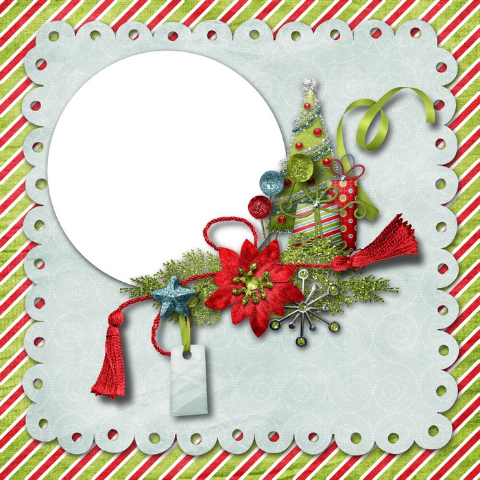 Christmas greeting card template with tree and gifts