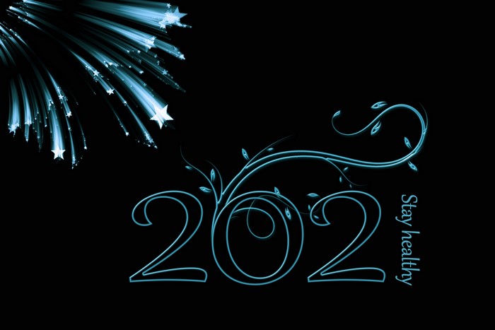 2021 with stars and text "Stay healthy"
