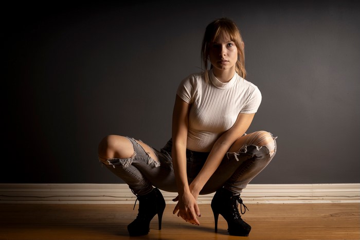 Rebekka Weigand in Ripped Jeans and Stilettos