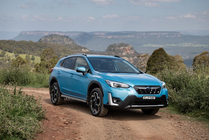 2020 Subaru XV Hybrid Crossover on a dirt road