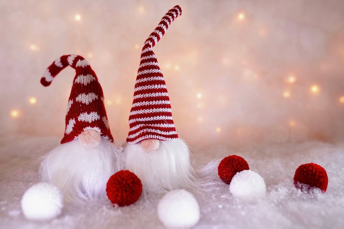 Christmas Gnomes with Red and White Pom-Poms