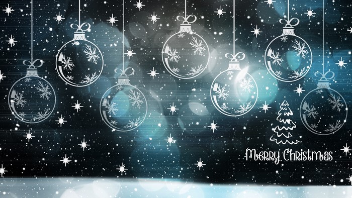 Christmas ornaments and snowflakes on a dark background
