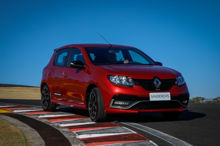 Red Renault Sandero R.S. on a Racetrack