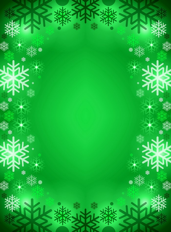 Christmas snowflakes on a green background