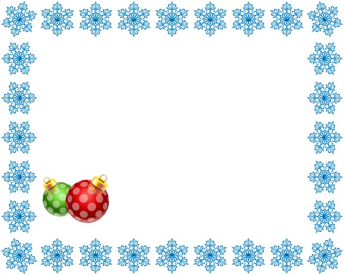 Christmas Snowflakes and Ornaments Greeting Card Template