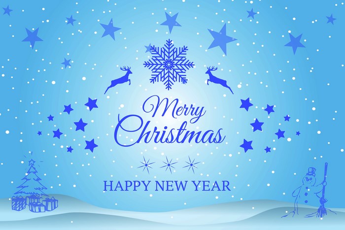 Merry Christmas and Happy New Year winter scene