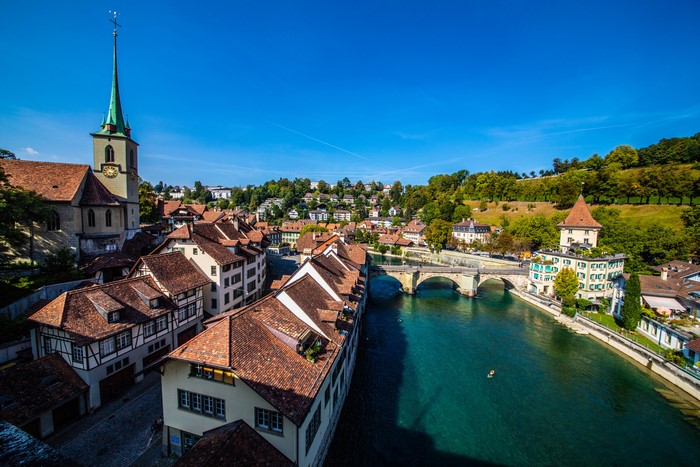 Bern, Switzerland: Houses, River, and Bridges