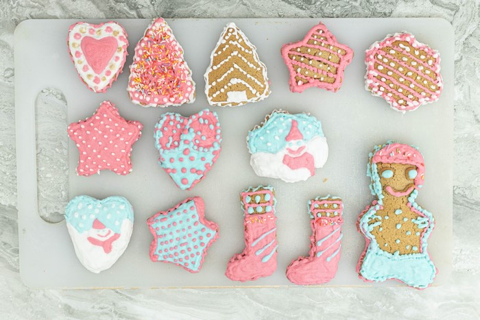 Christmas cookies in various shapes and designs