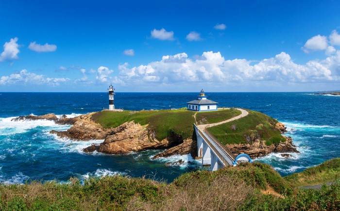 4K, 5K, 6K, Faro Illa Pancha, France, Coast, Sea, Lighthouses, Clouds ...