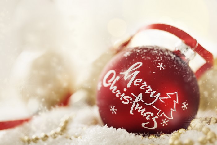 Red Christmas Ornament with Merry Christmas Text