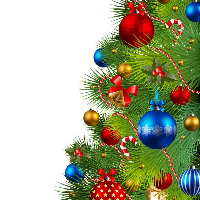 Christmas, Vector Graphics, White background, Christmas tree, Balls ...