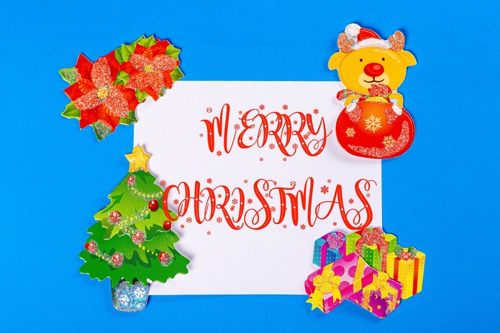 Christmas decorations with Merry Christmas text
